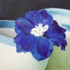 Blauwe bloemen in beker - 2005 * Acryl op doek/3D - 40x40