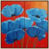 2-Luik blauwe klaprozen - 2006 * Acryl op doek - 80x80