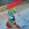 Kind met rode plu II - 2006 * Acryl op doek/3D - 40x40