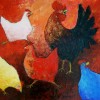4 Kippen met Haan - 2010 * Acryl op doek - 60x50