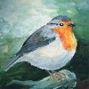 Roodborstje V - 2008 * Acryl op doek/3D - 12x10