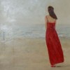 Vrouw in rood aan zee - 2005 * Acryl op doek -   80x60