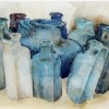 Blauwe Flessen - 2004 * Aquarel op papier - 30x50