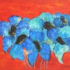 Blauwe Bloemen -   2007 * Gemengde Techniek op doek- 70x100