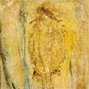 Rotstekening Vis I - 2003<br />Frescotechniek op houten paneel - 40x30