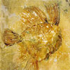 Rotstekening Vis II - 2003<br />Frescotechniek op houten paneel - 40x30