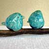 2 Vogeltjes op tak - 2010 * Keramiek - 5 cm