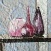 Stilleven met Flessen - 2008 * Acryl op handgeschept papier - 7x10